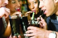 group drinking cola