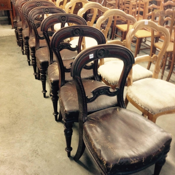 Victorian Balloon back chairs awaiting reupholstery