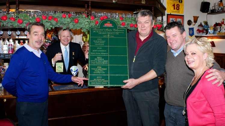 (L-R) Paul Riton Haywood (McMullen), Fergus McMullen (McMullen), Kevin Green (Great Eastern Tavern), Gavin Mansfield (McMullen) and Tracey Green (Great Eastern Tavern)