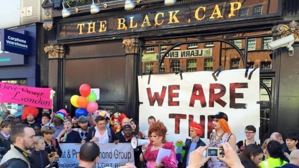 An earlier protest outside Camden's Black Cap
