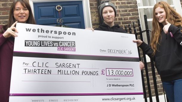 Battle: JDW reps met with two of the cancer patients to present them with the huge cheque
