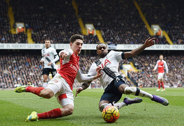 Battling: Arsenal's Hector Bellerin will once again go head-to-head with Tottenham's Danny Rose