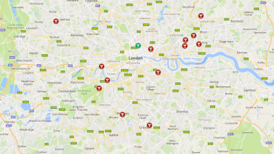 An interactive map showing 16 historical pubs at risk and one rescued site