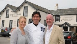 Celebrity chef Christophe Novelli with licensees Dianne and Iain Irving