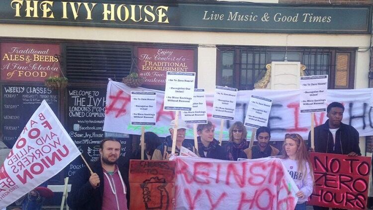 Strike over zero-hours contracts at London pub