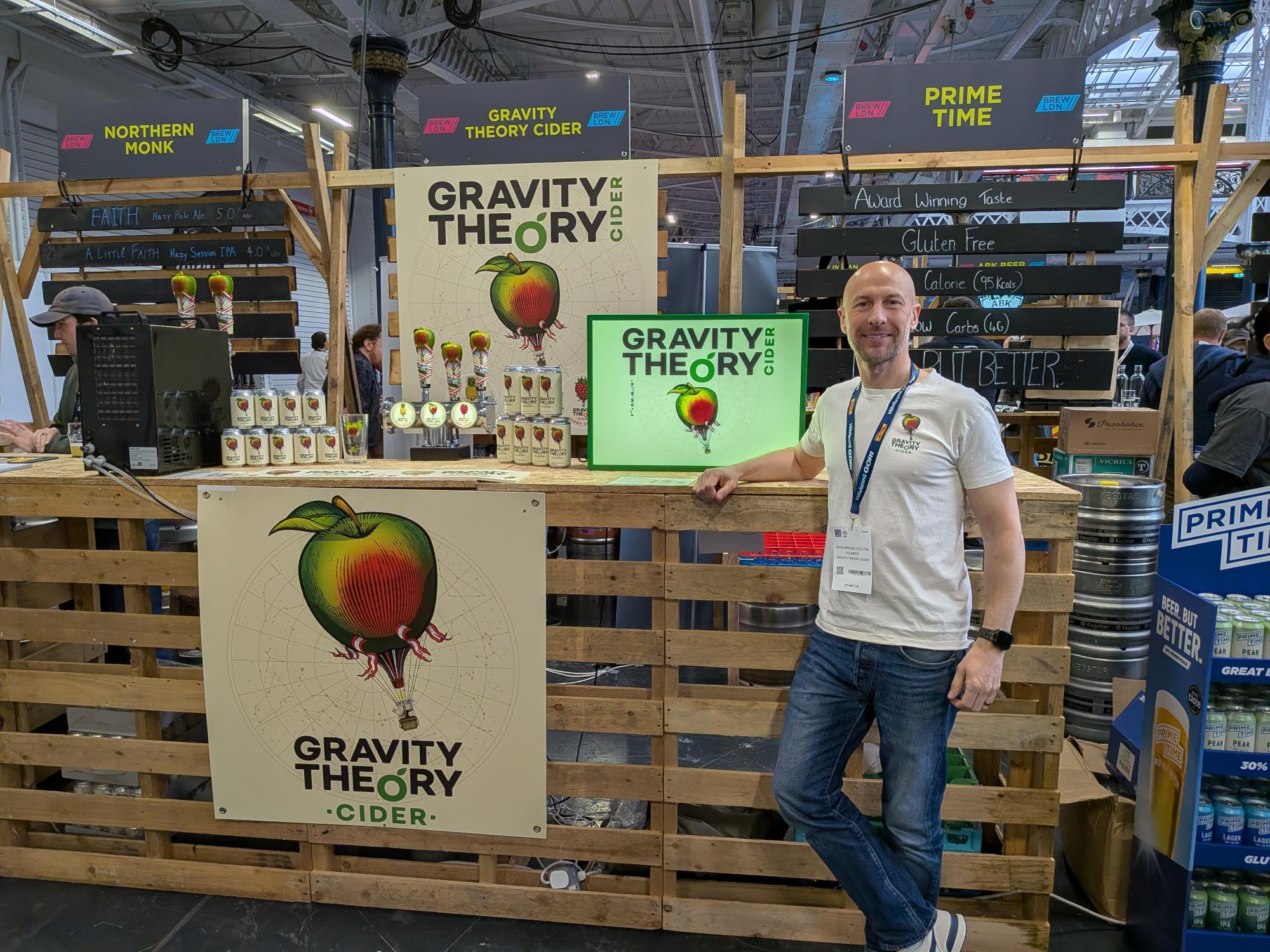David Bridge-Collyns of Gravity Theory Cider at BrewLDN area at London Wine Fair/BrewLDN/Signature Serve event at Olympia, London, 18-20 May 2026