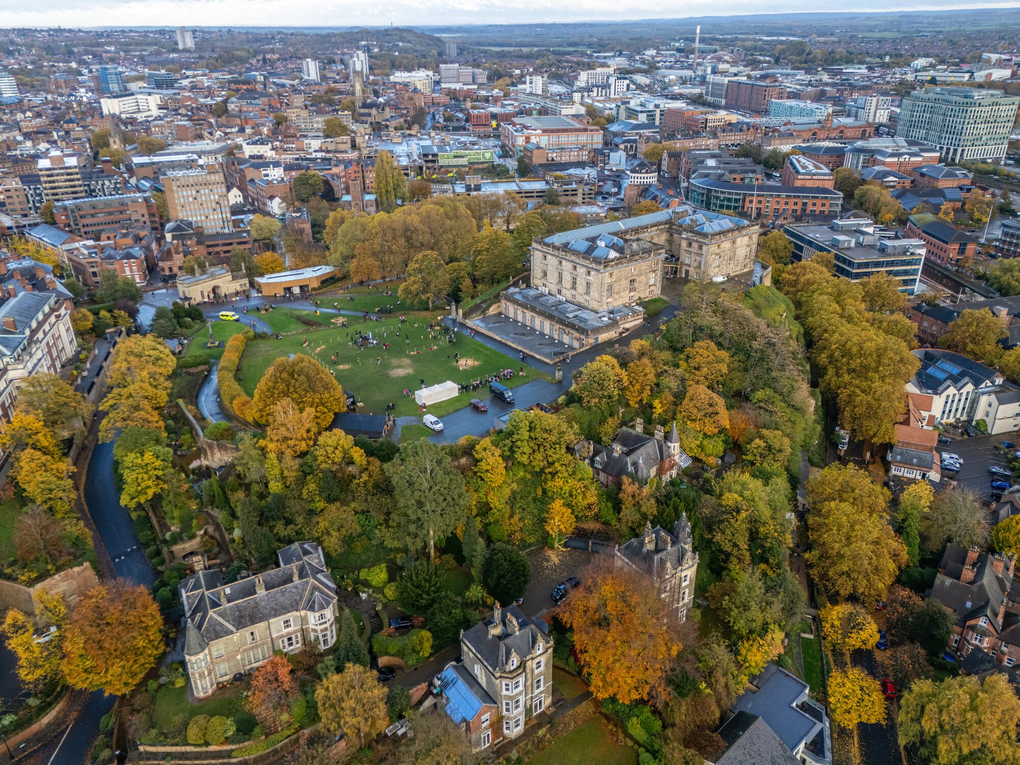 Nottingham Castle is a Stuart Restoration-era ducal mansion in Nottingham, England, built on the site of a Norman castle.