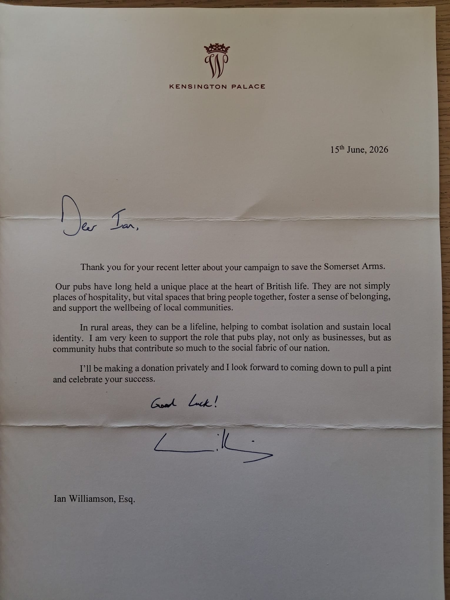 Royal visit: Prince William boosts village pub rescue campaign
