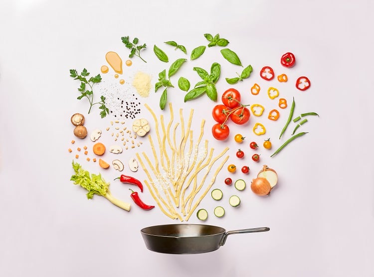 Pan with food ingredients