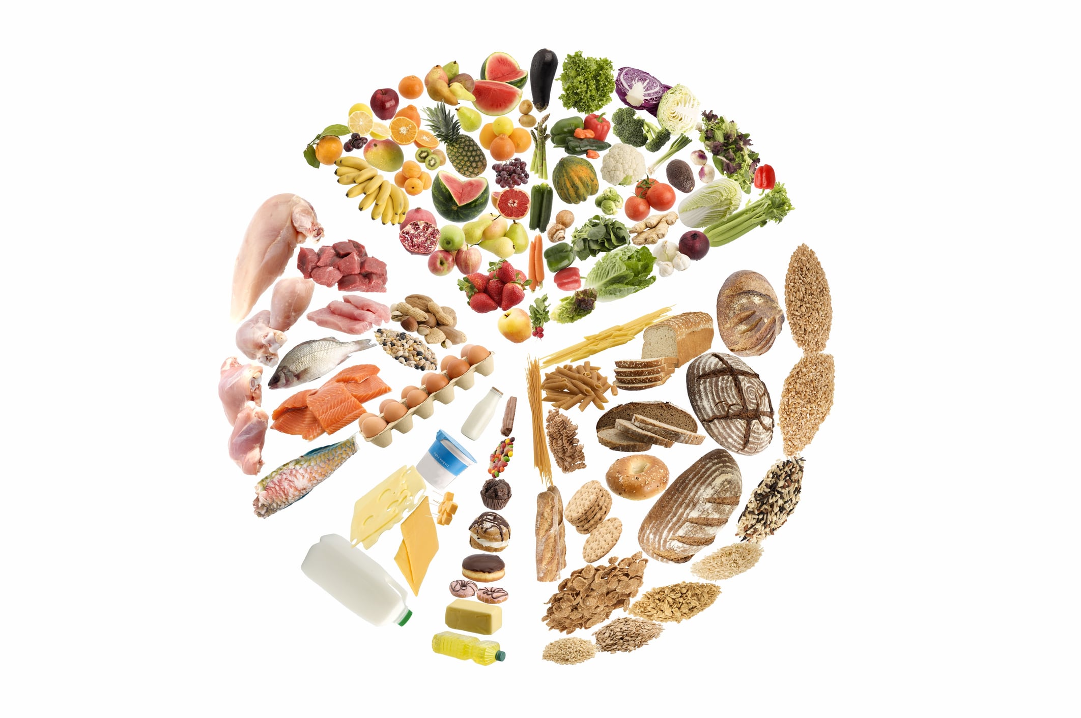 Food pyramid isolated on white background