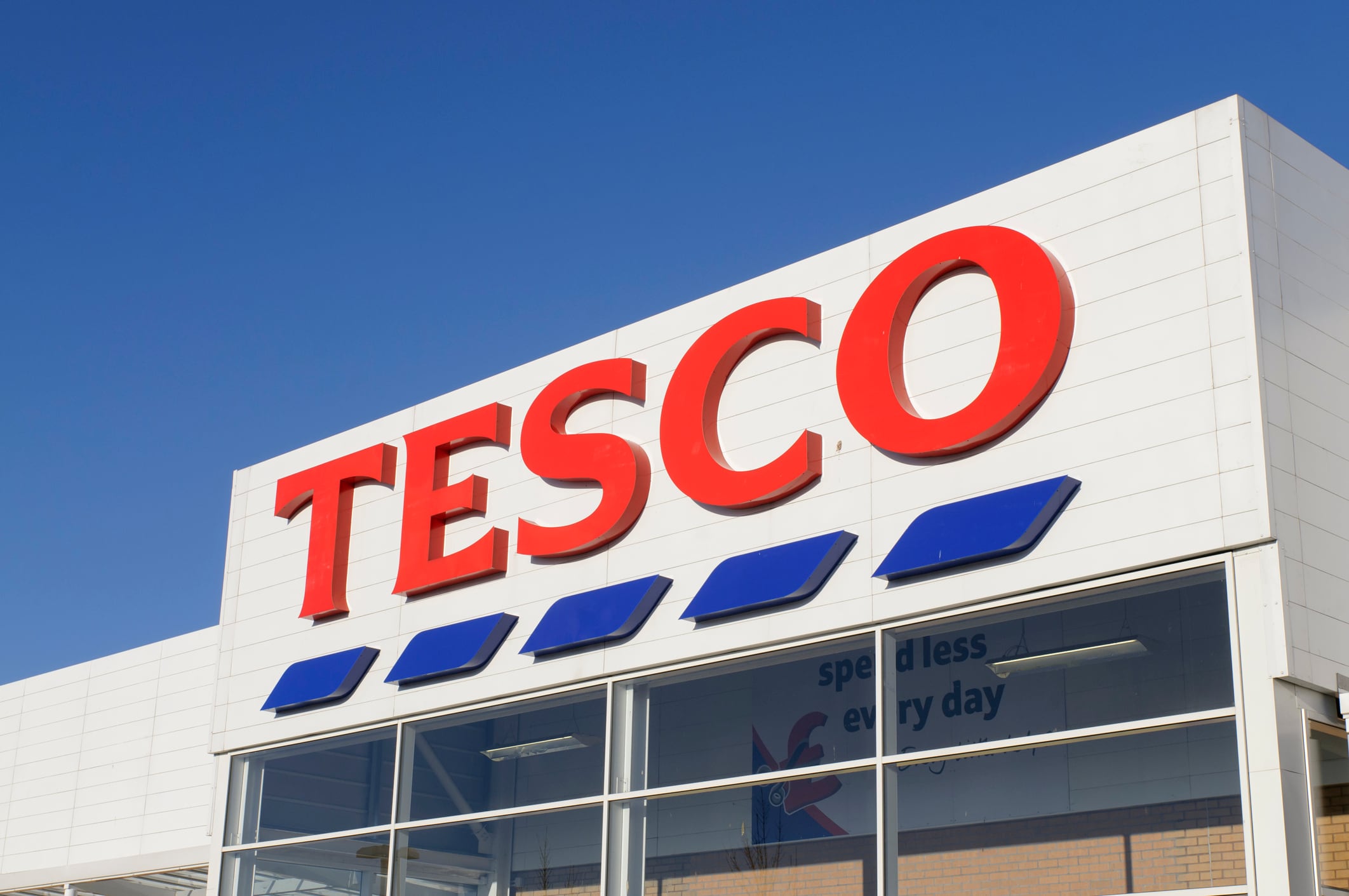 A Tesco supermarket storefront