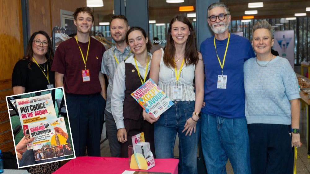 Laura Willoughby (right) with the Club Soda team and the manifesto (inset)