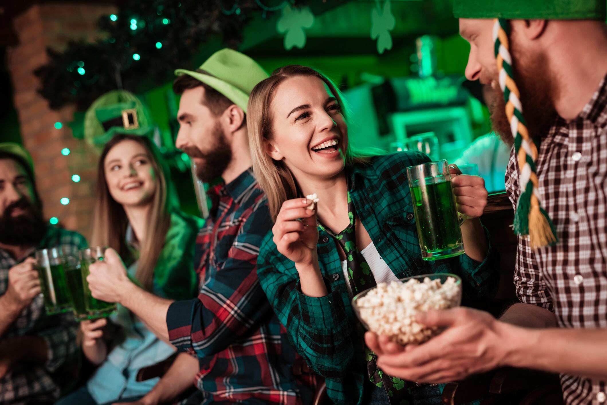 Group of friends celebrating St Patrick's Day