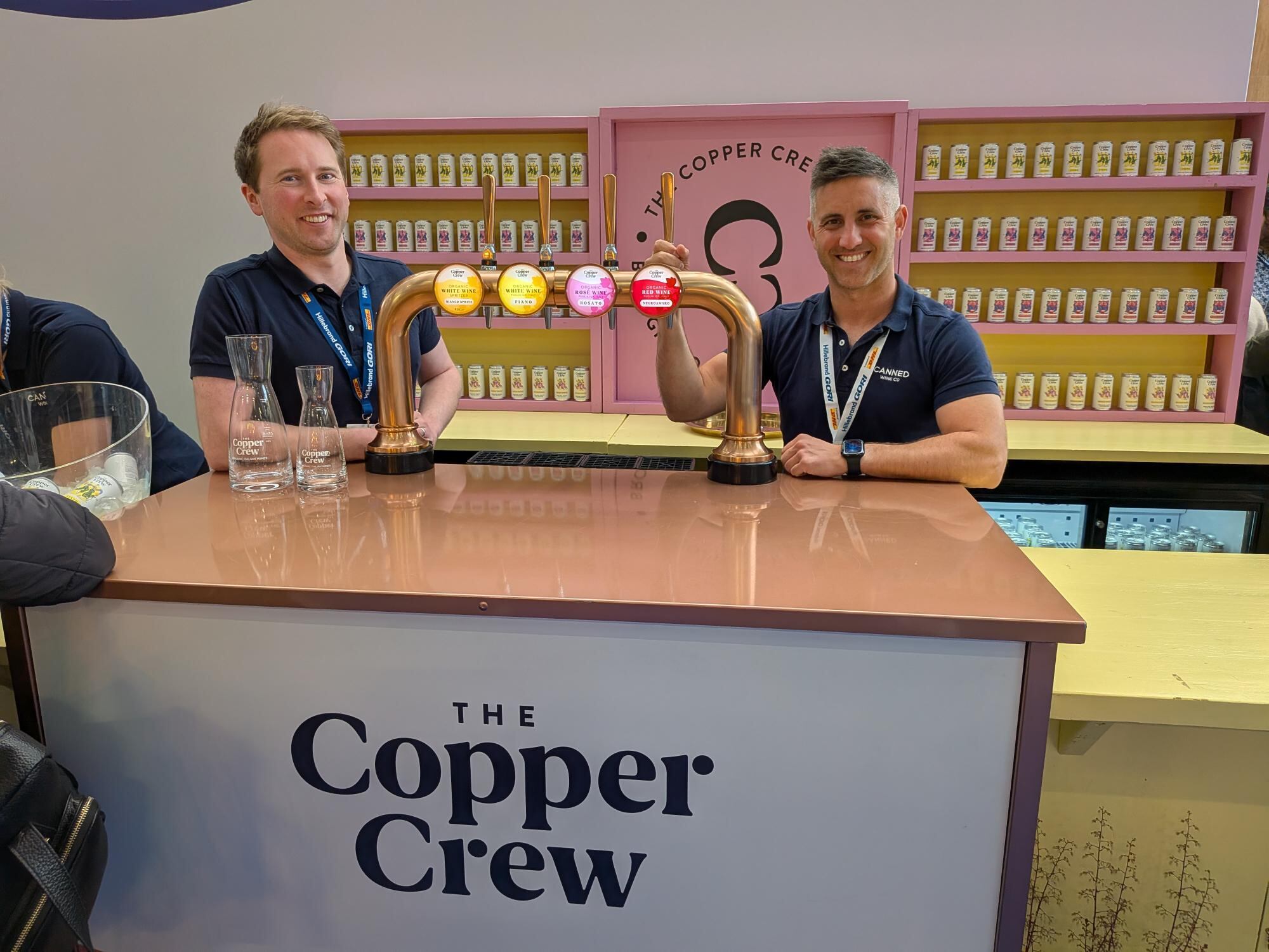 Canned Wine Group/The Copper Crew operators Ben Franks (left) and Simon Rollins at London Wine Fair 18-20 May 2026