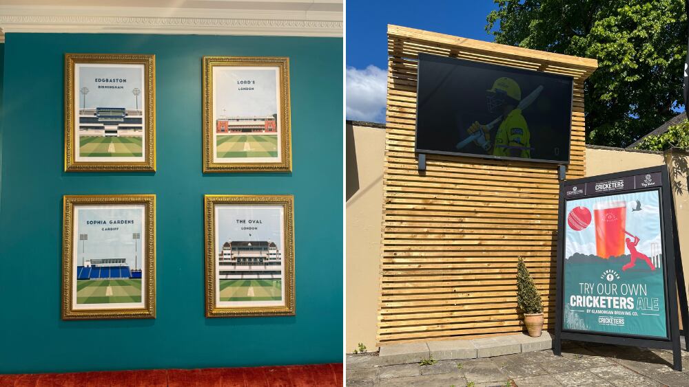No boundaries on love for the sport: Cricket ground posters on the walls and its own ale can be found at the Cricketers, Cardiff