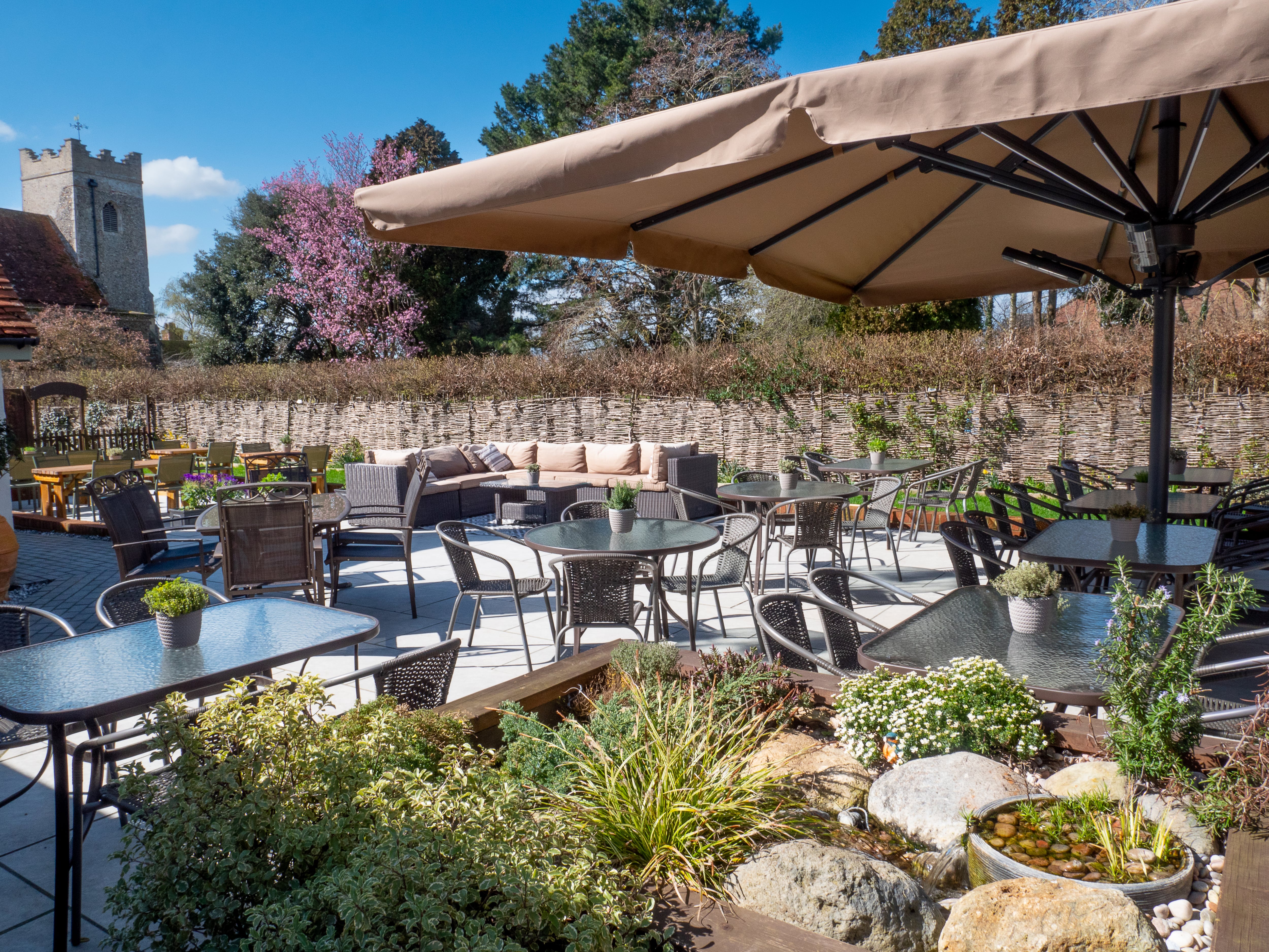 Garden terrace at three horseshoes
