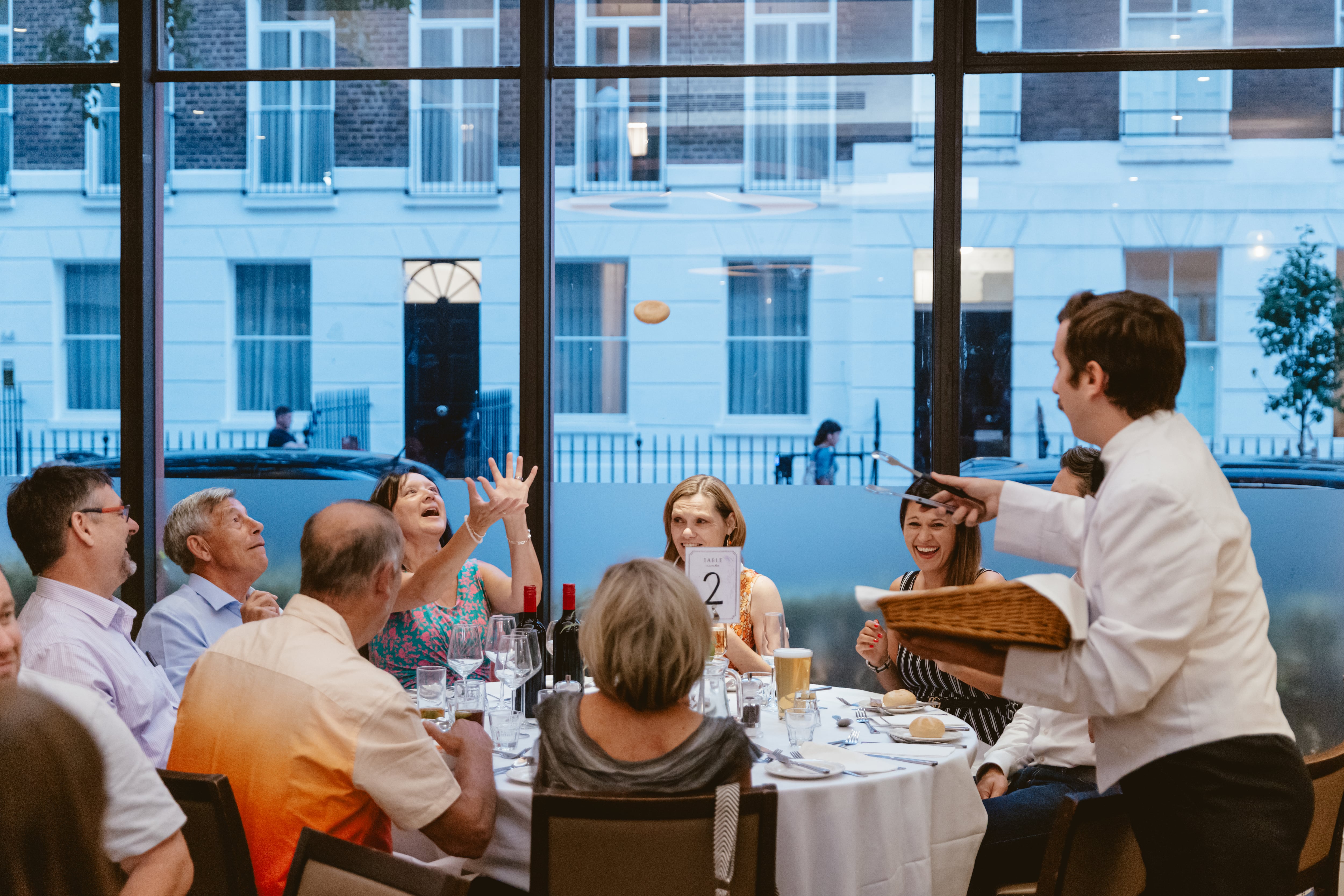 Manuel throwing food at Faulty Towers - The Dining Experience