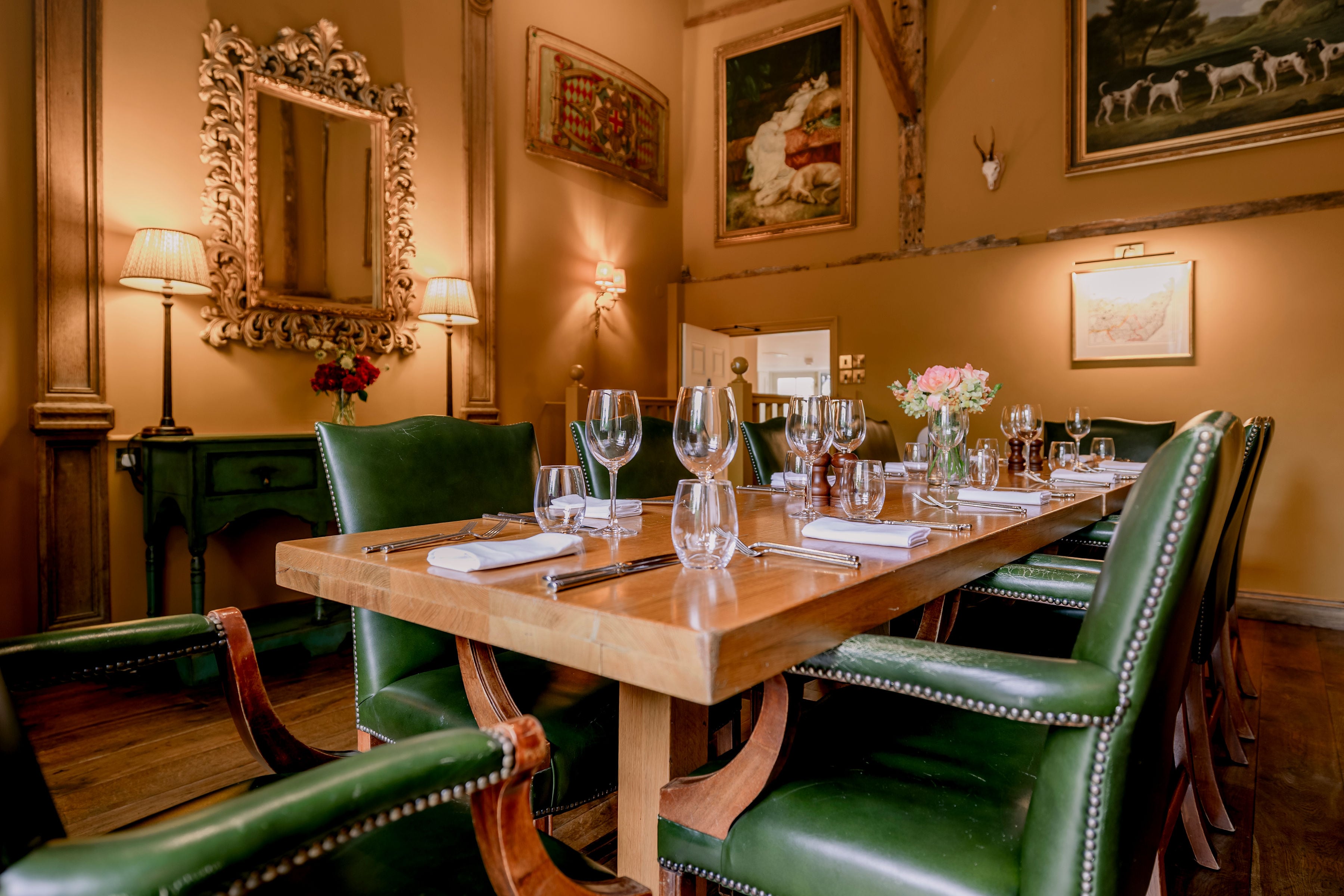 Dining table at the Crown, Bildeston, Suffolk