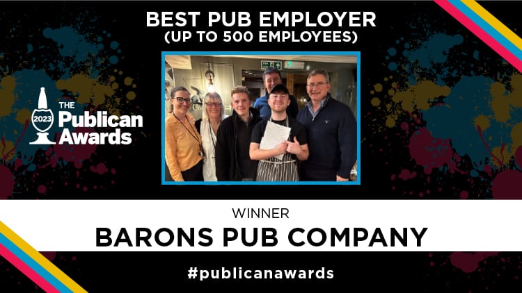 Best Pub Employer (up to 500 employees) winner: Barons Pub Company 