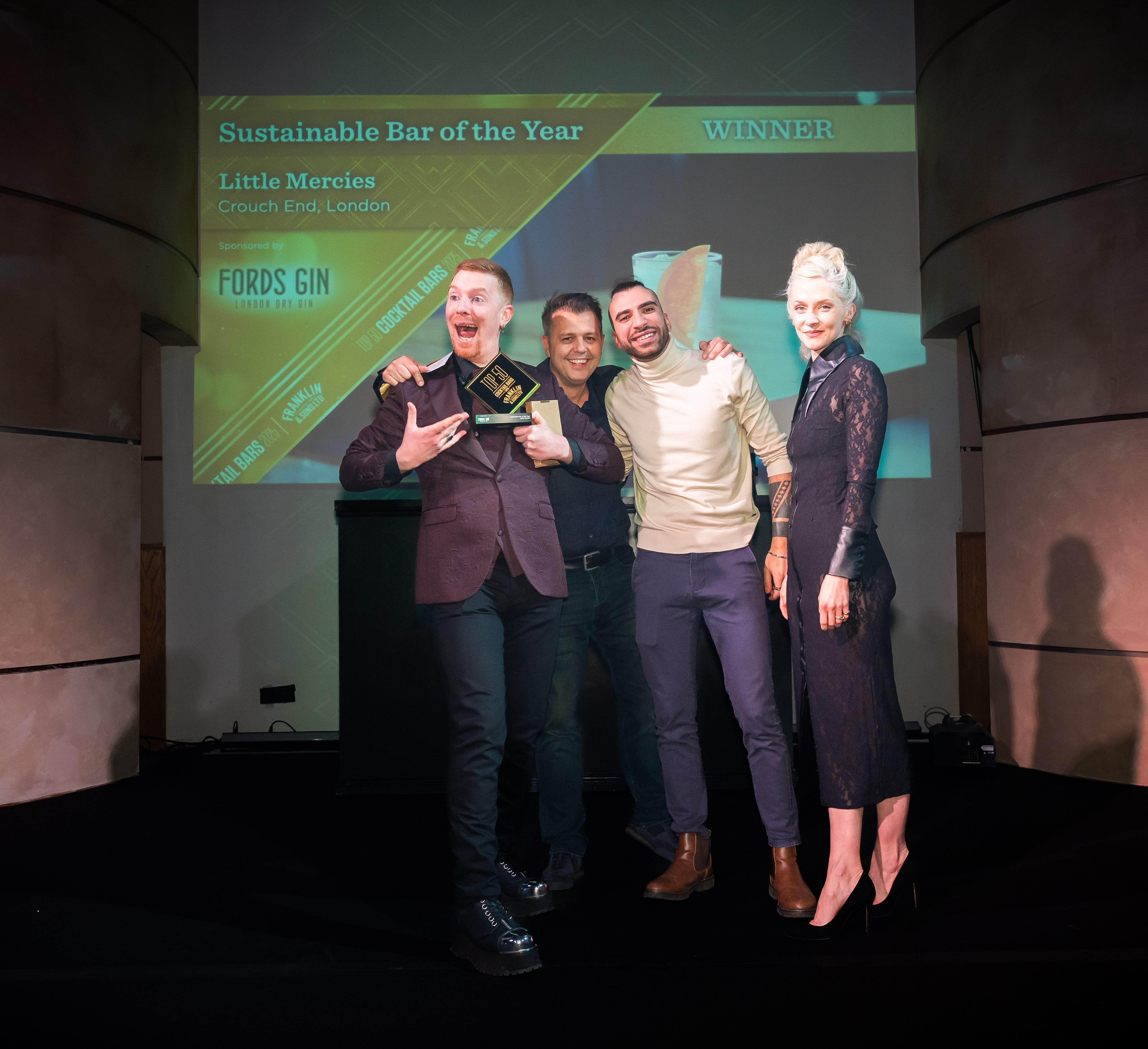 Little Mercies, Crouch End, London named Sustainable Bar of the Year at Top 50 Cocktail Bars.