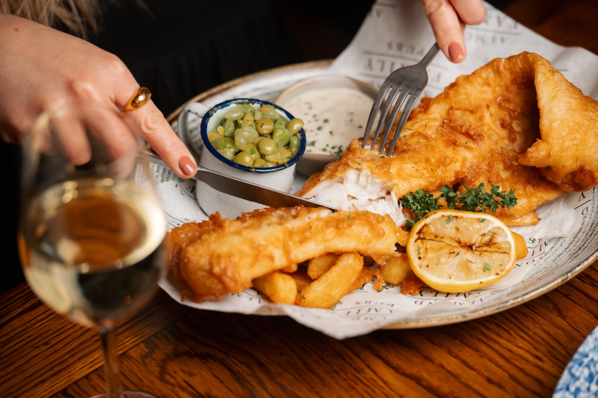 Almond Family Pubs - fish & chips at Fletchers Arms