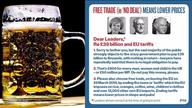 Wetherspoon Brexit beer mats support ‘no deal’