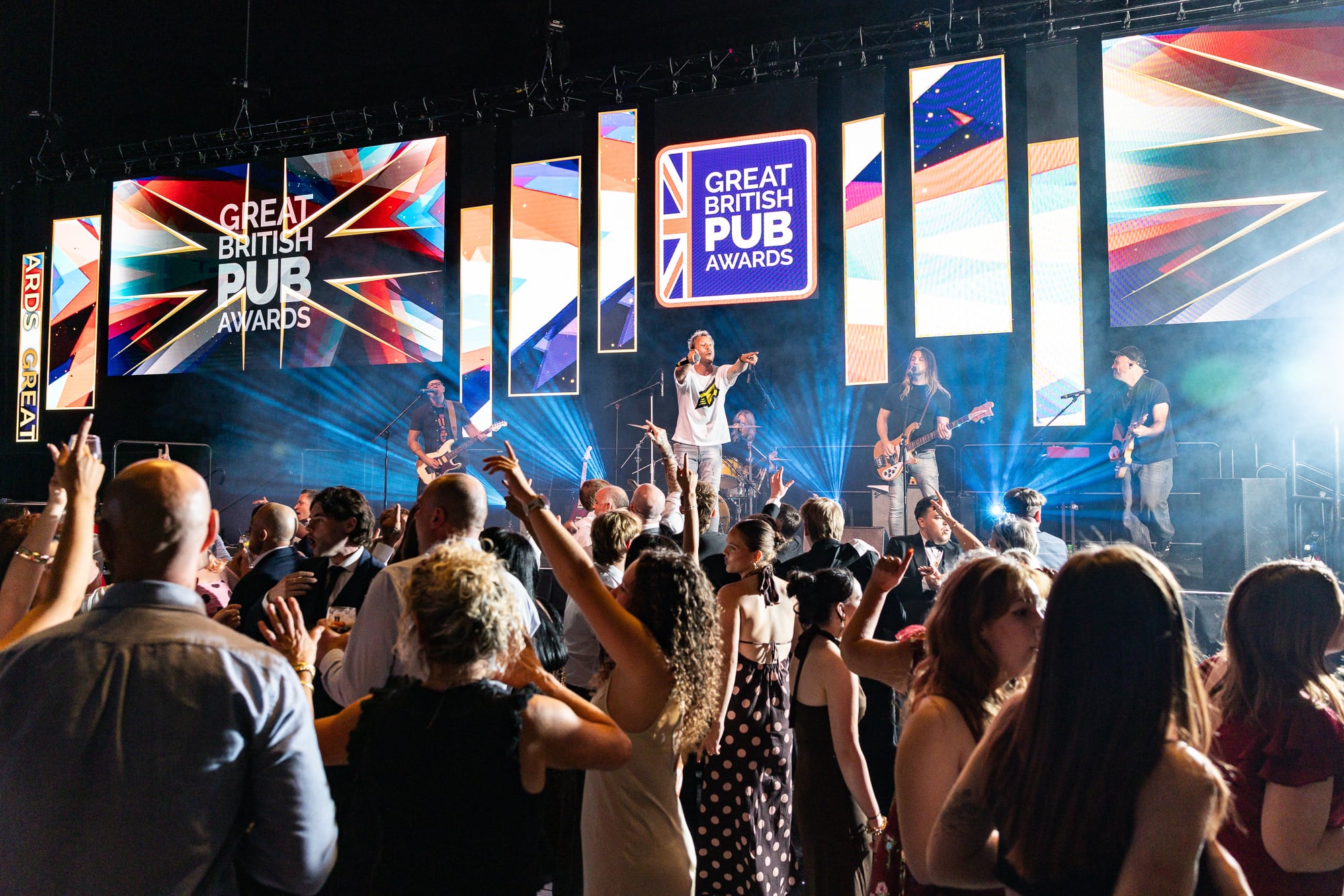 Dancefloor mayhem - the audience always enjoy the live band at the Great British Pub Awards