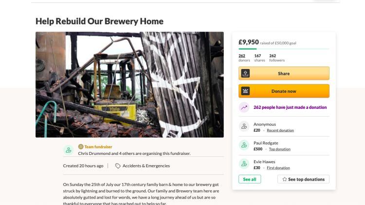 Good Things Brewing Co raises £10k to rebuild brewery after lightning strike burns down brewery