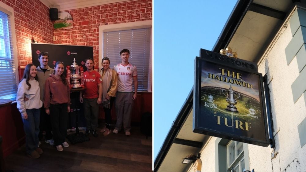 The Turf in Wrexham became The Hallowed Turf when TNT Sports made a bespoke sign during the FA Cup third round in January 2026
