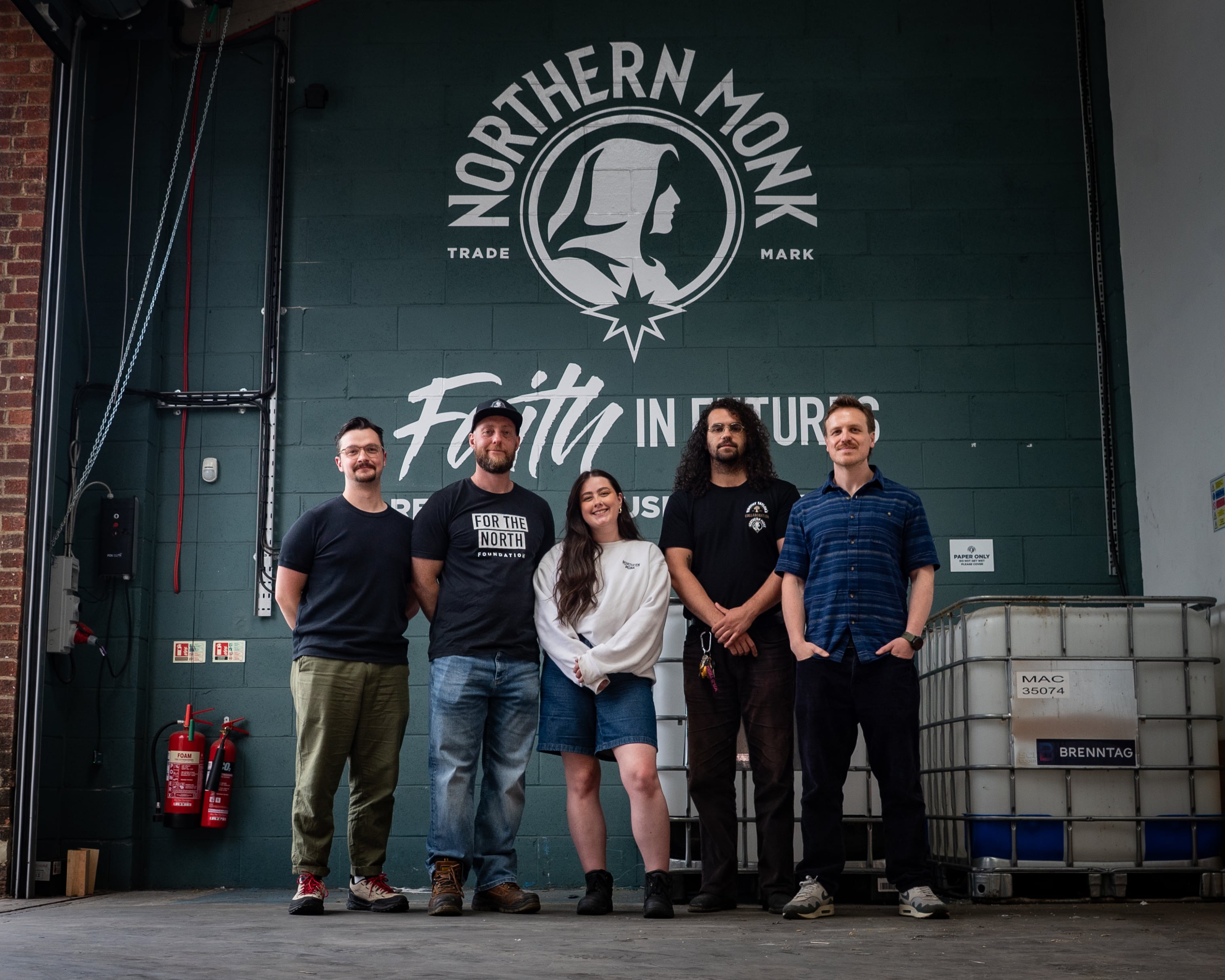 Edd Gallagher, Community Development Manager; Ciaran Shier, Operations and Positive Impact Director; Neve O'Donnell, People Manager; Rivers Farmer, Positive Impact Lead; Russell Bisset, Founder & Managing Director.