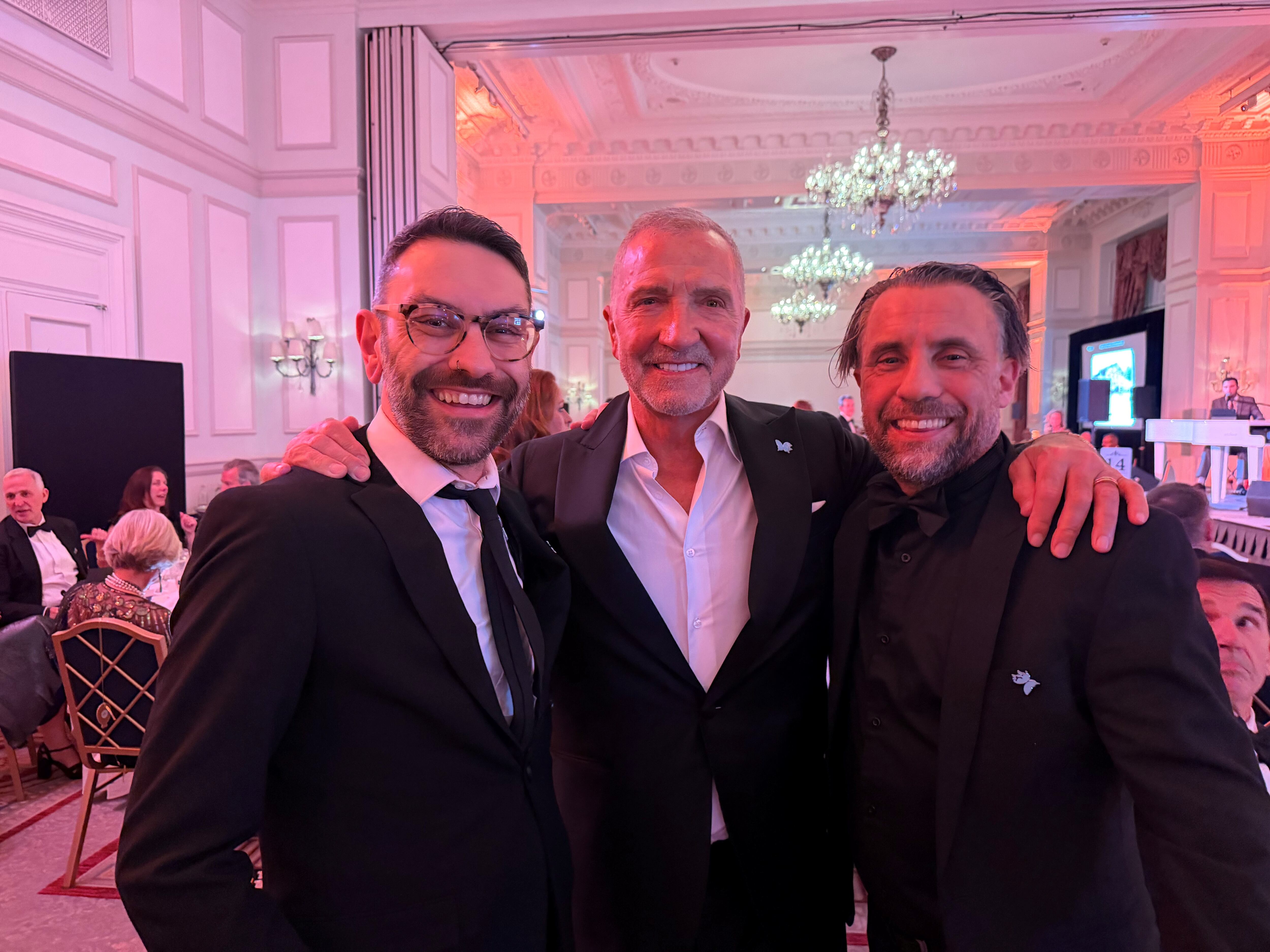 The Three Horseshoes operators Tommy Higgs (left) and Mike Dove (right) with former Scotland and Liverpool footballer Graeme Souness
