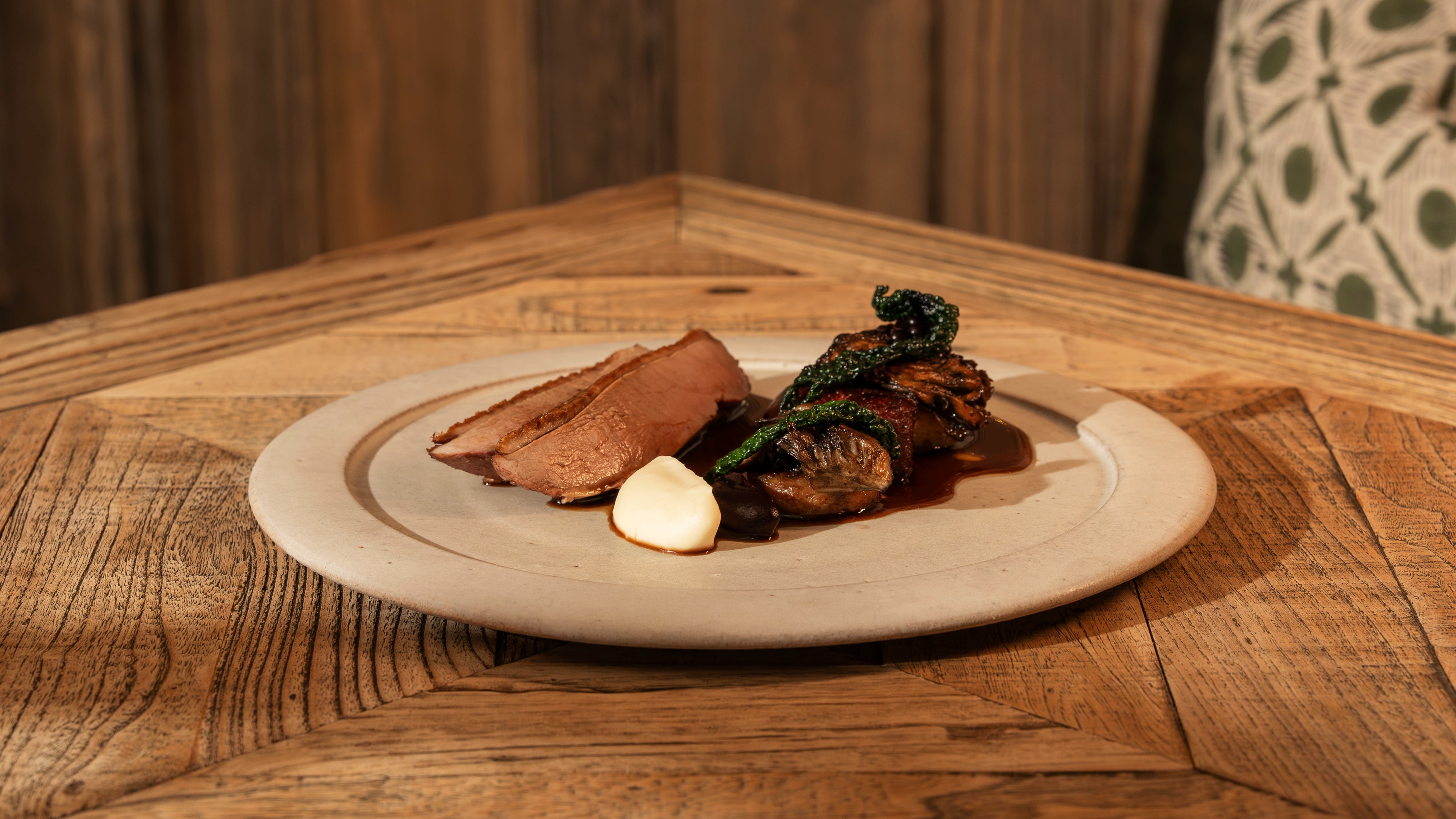 Duck breast, leg sausage, potato fondant, beetroot, blackberry and celeriac puree_ Credit_ Joshua Greenwood.JPG