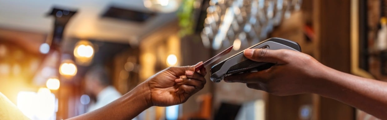 Paying for drinks by card in a pub