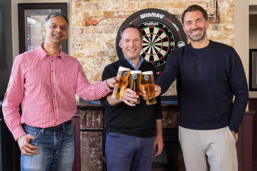Rajeev Sathyesh, Boudewijn Haarsma (Managing Director, HEINEKEN UK) + Eddie Hearn