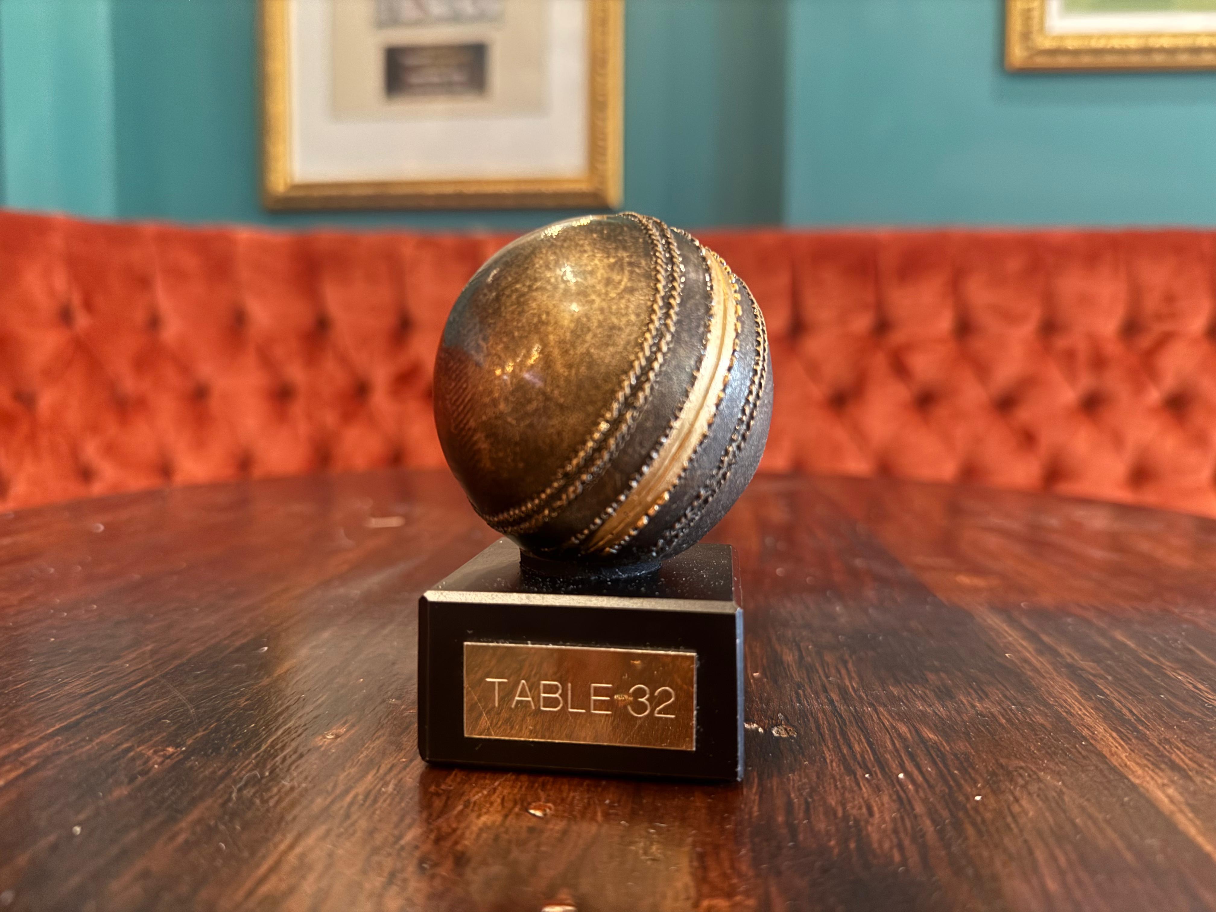 Unique design on table numbers at the Cricketers, Cardiff