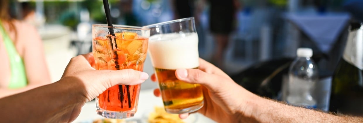 Drinking in pub beer garden
