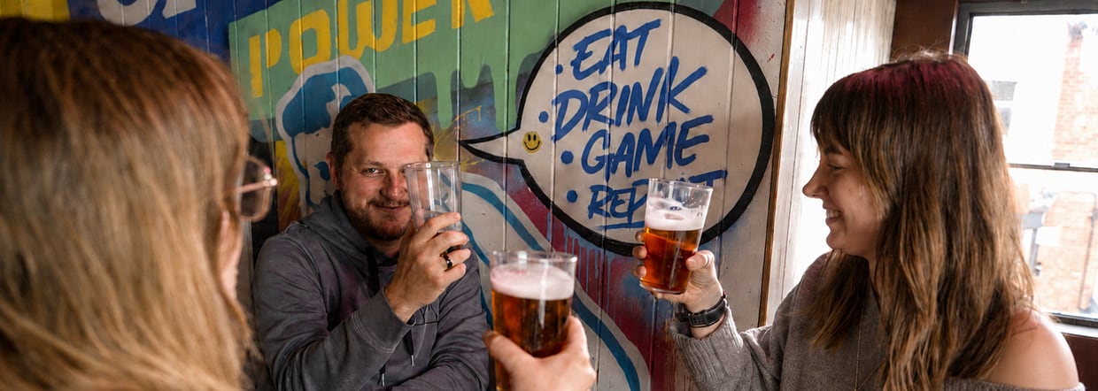 Beer drinkers in pub