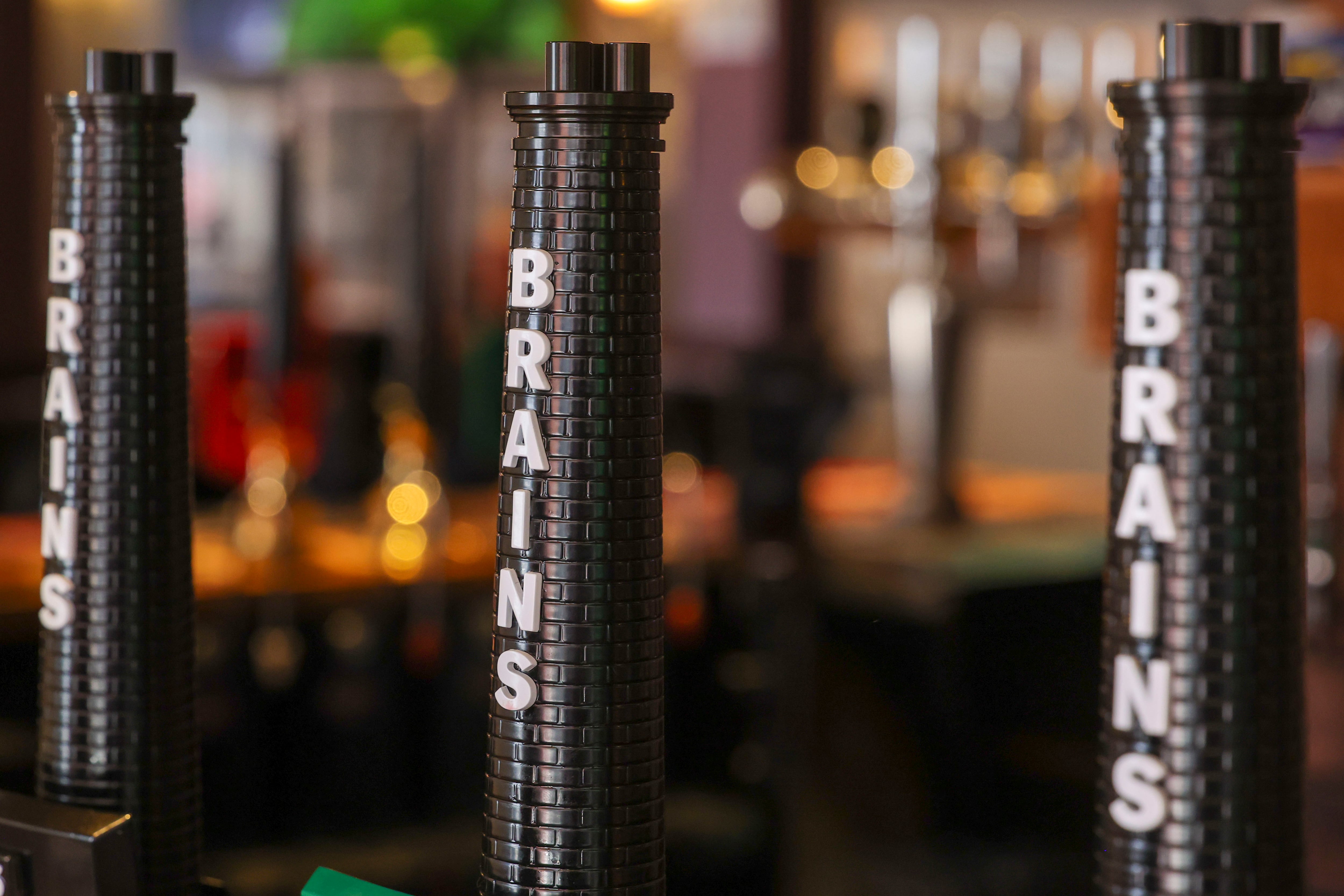 Brains Brewery's chimney handpulls
