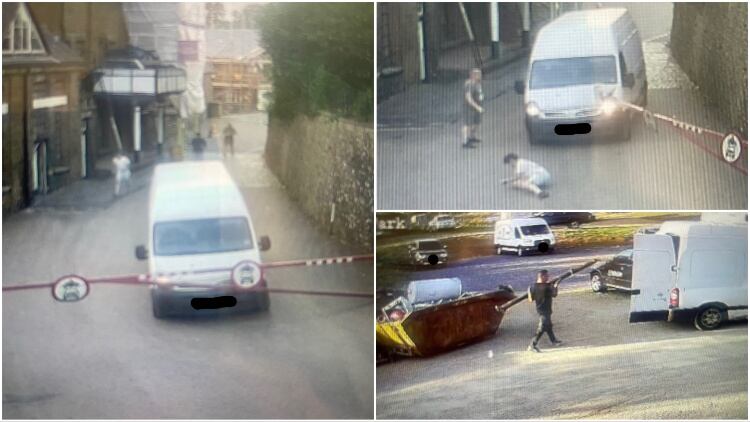 Theft attempt: Stills from Hook Norton's CCTV footage showing the incident