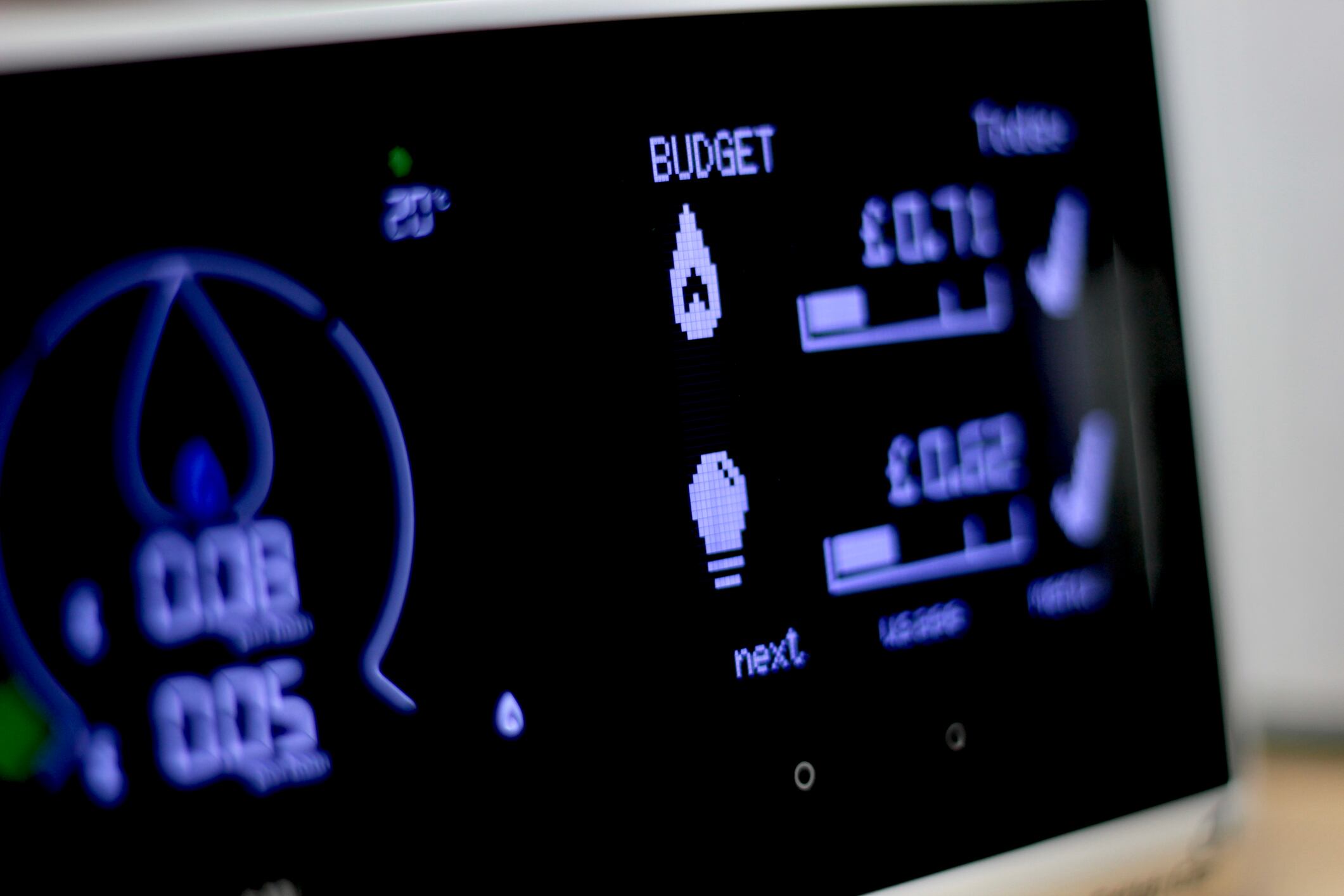 Close up of a domestic smart meter for gas and electricity.