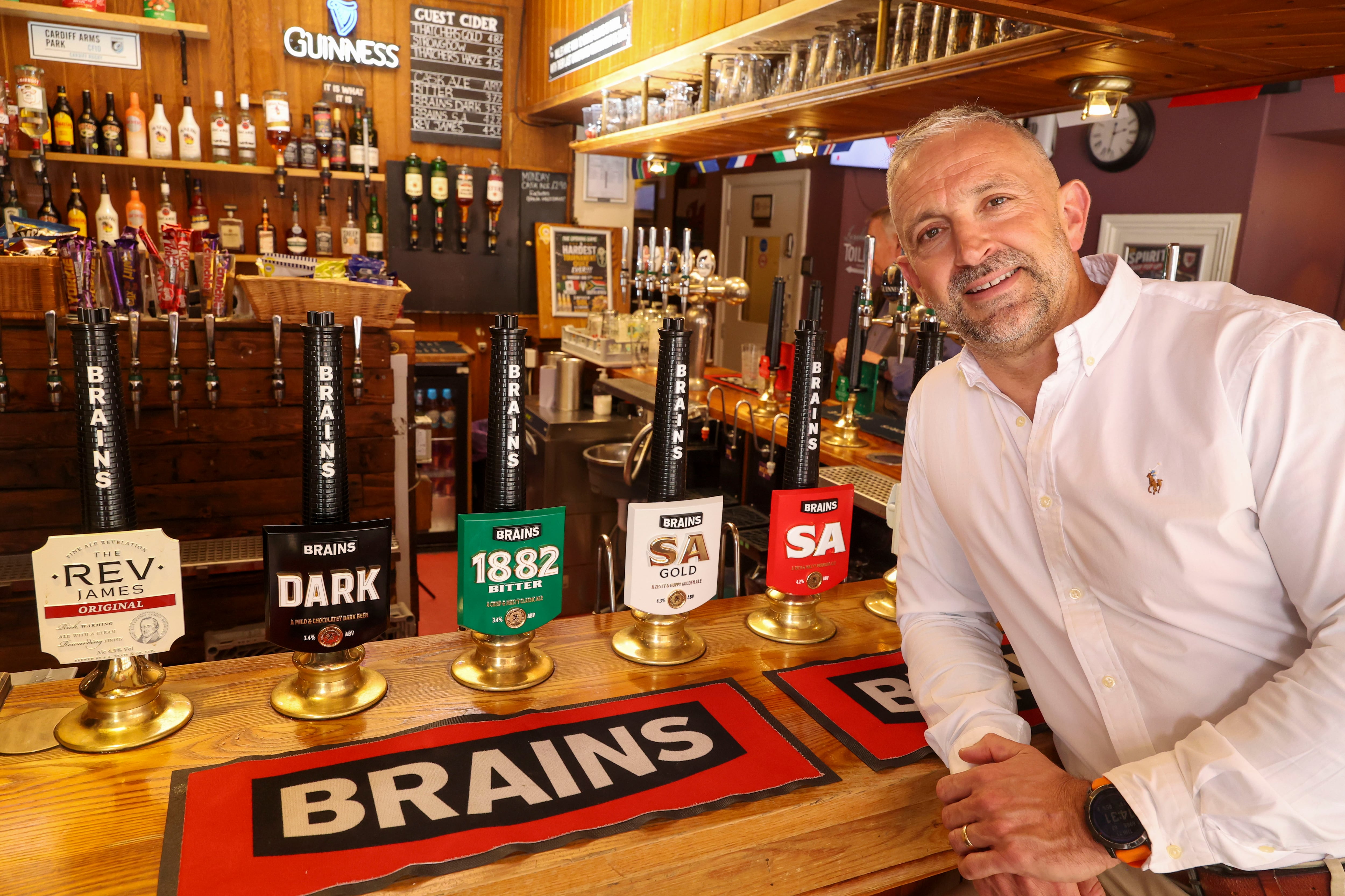 Brains MD Nick Payne with the rebranded cask taps
