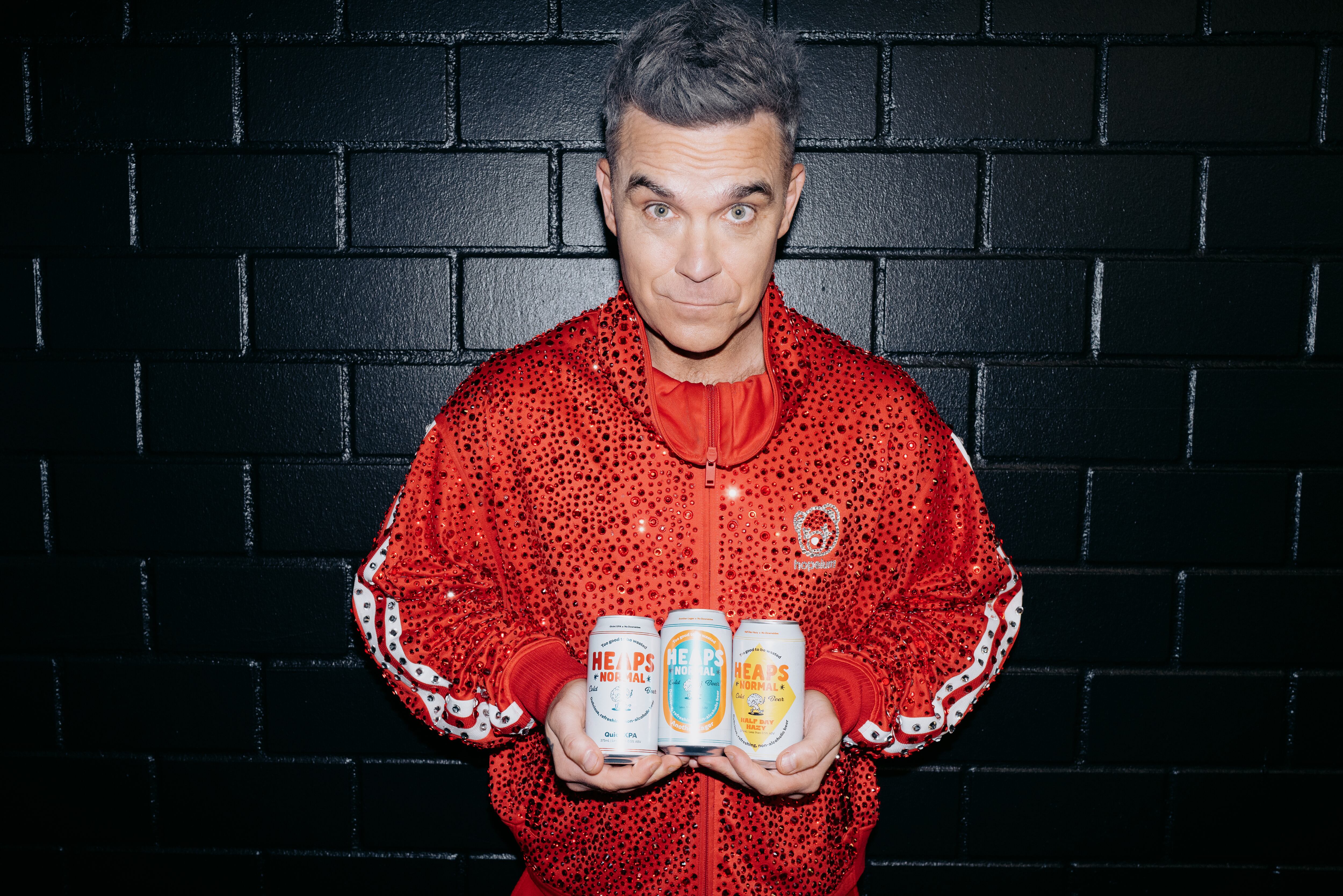 No regrets: Robbie Williams, backer of low & no beer brand Heaps Normal