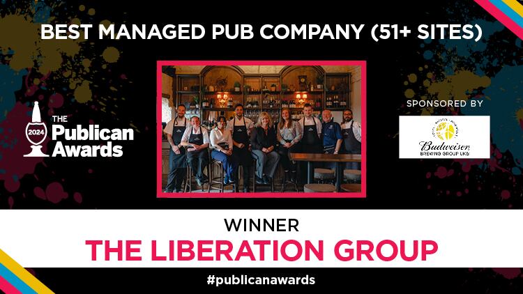 Publican Awards 2024 Best Managed Pub Company (51+ sites) winner, sponsored by Budweiser Brewing Group UK&I: Liberation Group