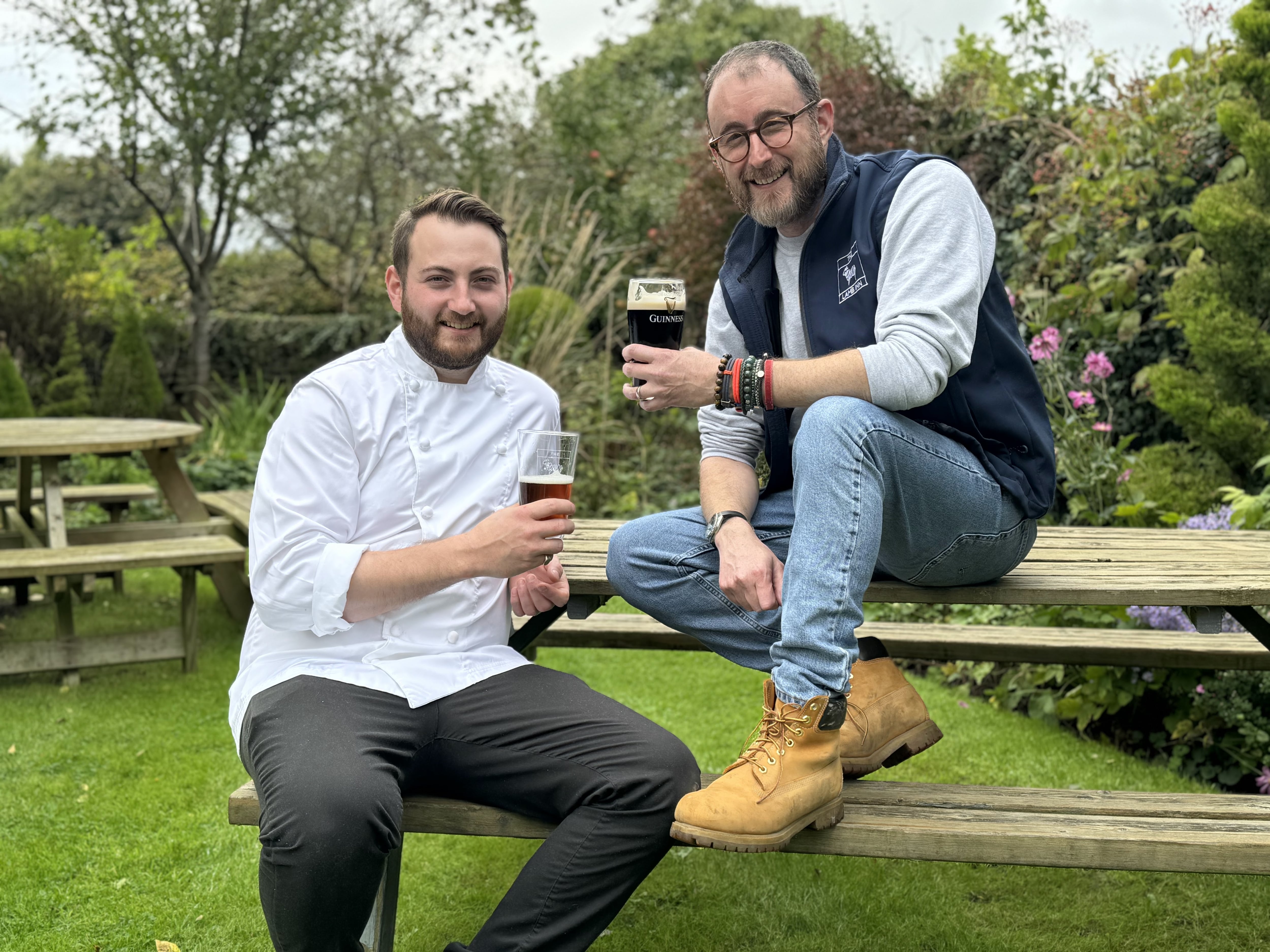 Ben Moss (right) with Nat Berney at the Lamb Inn, Little Milton, Oxfordshire