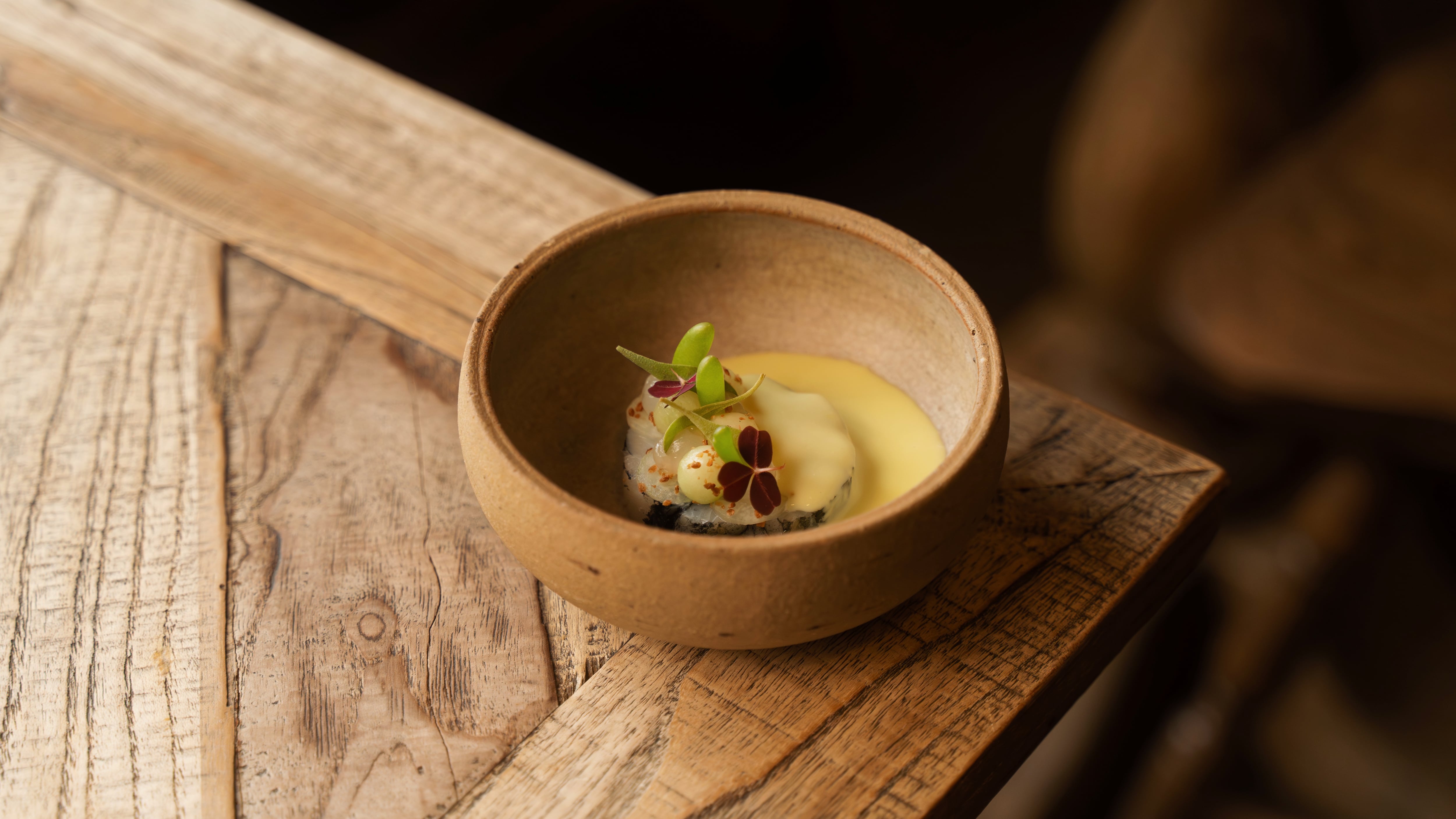 The Kirkstyle Inn_Ballotine of North Sea Hake, Cucumber, Sea Herb, Gooseberry Kombucha Gel, Cucumber and Sour Cream Soup_ Credit_ Joshua Greenwood