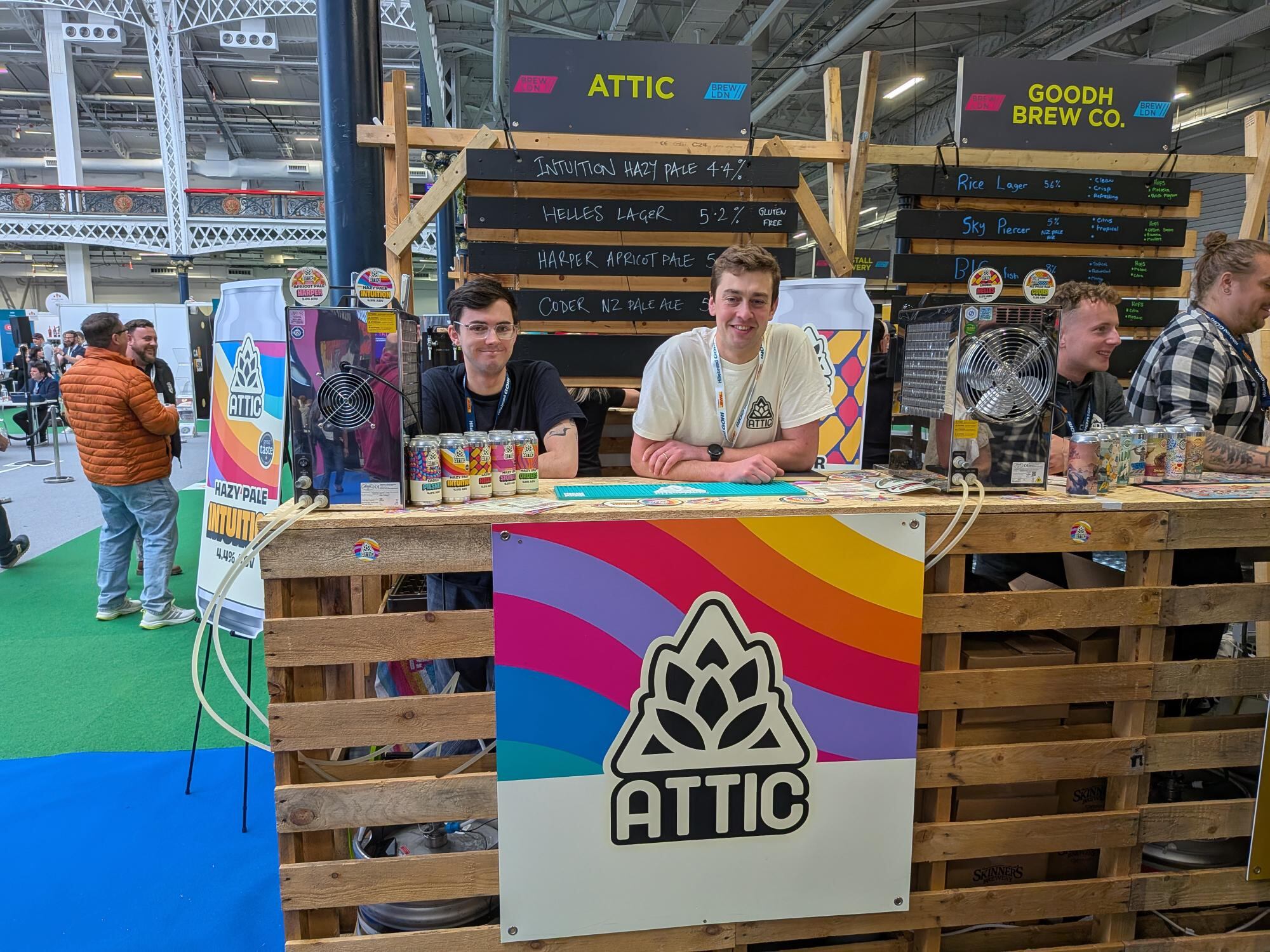Oliver Hurlow (right) and Dan Dukes of Attic Brew Co at BrewLDN area at London Wine Fair/BrewLDN/Signature Serve event at Olympia, London, 18-20 May 2026