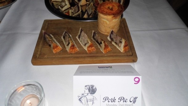 Aidan McGee of The Truscott Arms' gluten-free slow roast pork pie with smoked bacon, braised red cabbage, chestnut mushrooms and cider jelly