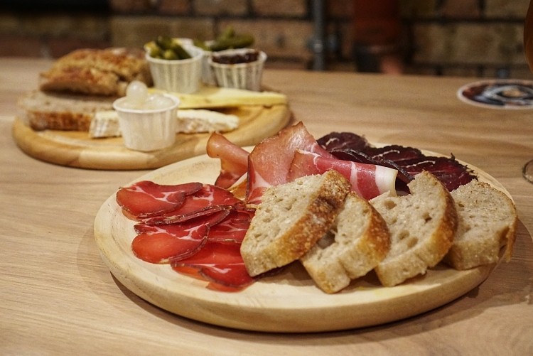 Food comes in the form of meat and cheese platters from some of the finest UK and European producers