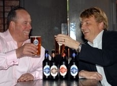 New recruit Gray (R) toasts his appointment with Crawley (L)