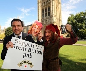Scrap the beer duty escalator: Andrew Griffiths poses with the Hobgoblin